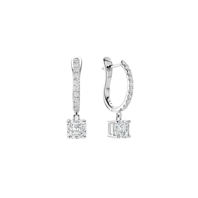 Rose oorhangers - Royal Asscher - E.222.RAC.18WG.13 GIA Rose oorhangers - Royal Asscher - E.222.RAC.18WG.13 GIA