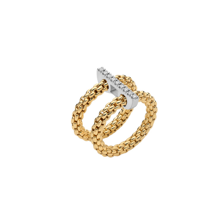 Fope Prima Twins flexibele ring geel/wit goud met diamant - 74008AX_BB_G_XBX_00M - #1 Fope Prima Twins flexibele ring geel/wit goud met diamant - 74008AX_BB_G_XBX_00M - #1