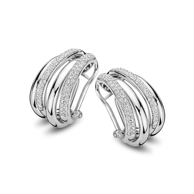 Tirisi Jewelry Amsterdam Due oorringen witgoud met diamant - TE7164DW - #1 Tirisi Jewelry Amsterdam Due oorringen witgoud met diamant - TE7164DW - #1