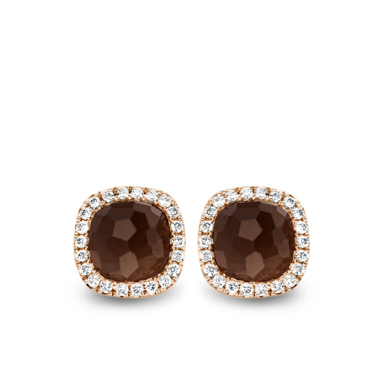 Tirisi Jewelry Milano Sweeties entourage oorknoppen roodgoud met diamant - TE9226LSQP - #1 Tirisi Jewelry Milano Sweeties entourage oorknoppen roodgoud met diamant - TE9226LSQP - #1