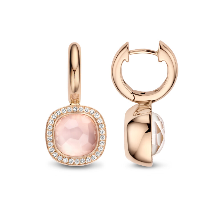 Tirisi Jewelry Milano Due oorhangers roodgoud met diamant - TE9217PQP - #3 Tirisi Jewelry Milano Due oorhangers roodgoud met diamant - TE9217PQP - #3