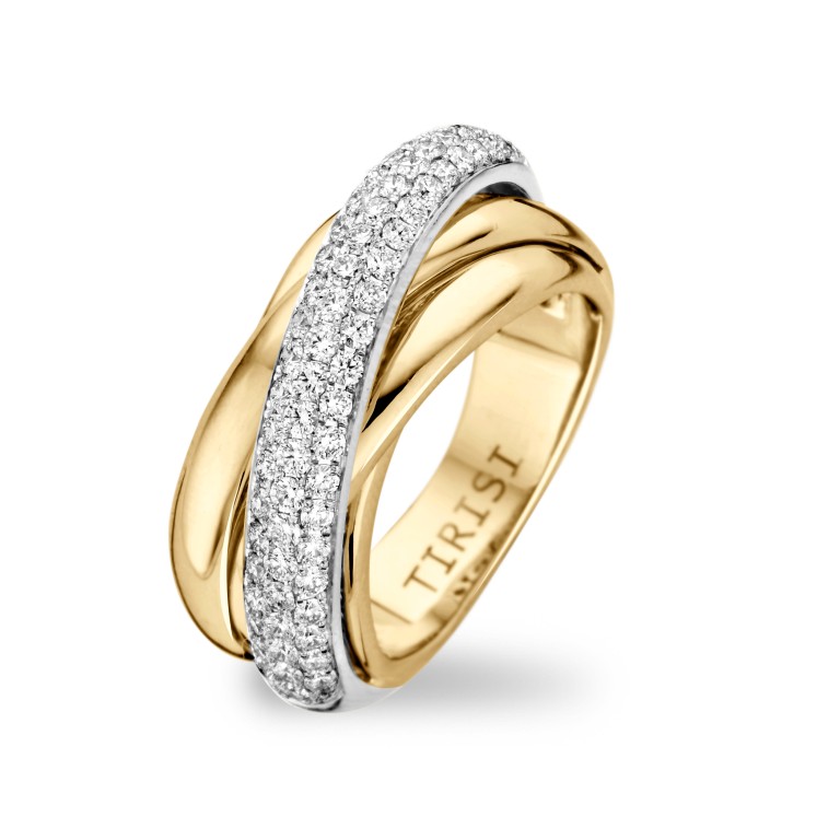 Tirisi Jewelry Amsterdam Due ring geelgoud met diamant - TR9680D(2T) - #1 Tirisi Jewelry Amsterdam Due ring geelgoud met diamant - TR9680D(2T) - #1
