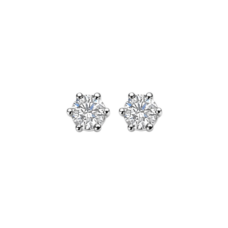 witgoud solitair oorknoppen met diamant Schaap en Citroen Diamonds - #1 witgoud solitair oorknoppen met diamant Schaap en Citroen Diamonds - #1