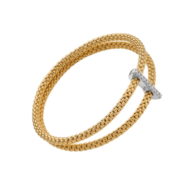 Fope Prima Twins flexibele armband geel/wit goud met diamant - 74008BX_BB_G_XBX_00M - #3 Fope Prima Twins flexibele armband geel/wit goud met diamant - 74008BX_BB_G_XBX_00M - #3
