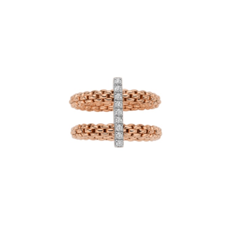 Fope Prima Twins flexibele ring rosé/wit goud met diamant - 74008AX_BB_R_XBX_00M - #2 Fope Prima Twins flexibele ring rosé/wit goud met diamant - 74008AX_BB_R_XBX_00M - #2