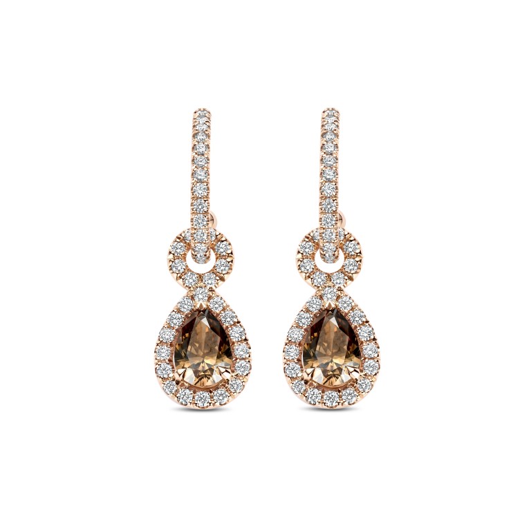 roodgoud oorhangers met diamant Schaap en Citroen Diamonds - #3 roodgoud oorhangers met diamant Schaap en Citroen Diamonds - #3