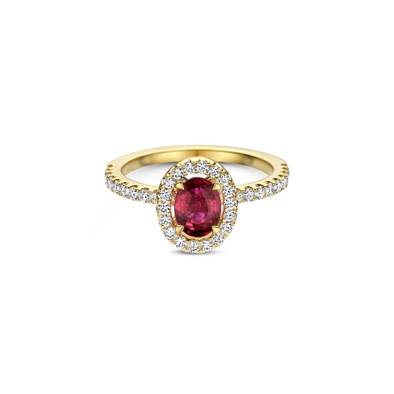 geelgoud entourage ring met diamant Schaap en Citroen Diamonds - #3 geelgoud entourage ring met diamant Schaap en Citroen Diamonds - #3